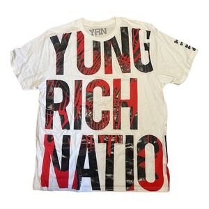 NWOT Yung Rich Nation YRN Mens 2XL Graphic T-Shirt White‎ Red Black Cotton USA